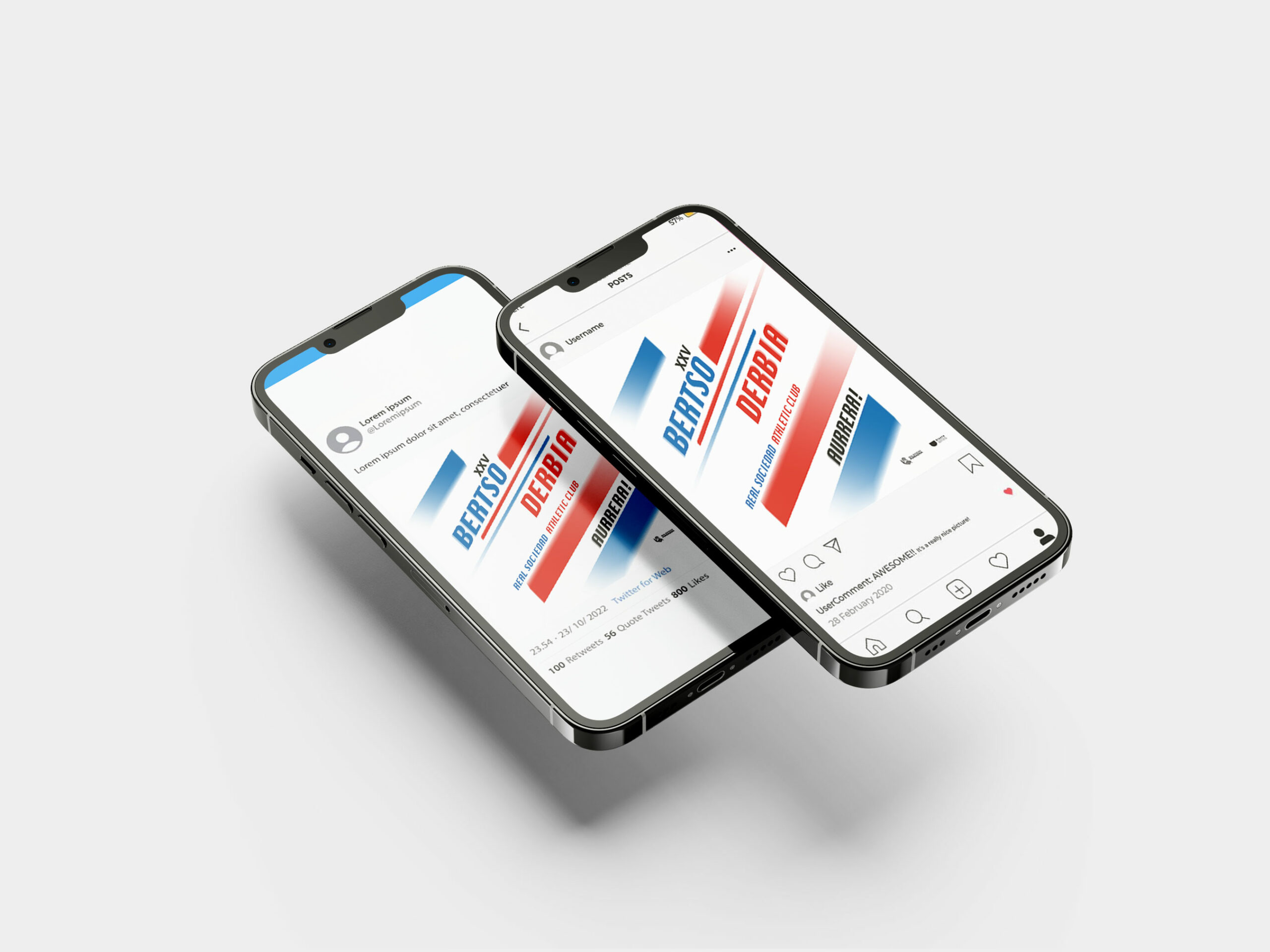 Dos moviles donde aparece la propuesta en redes